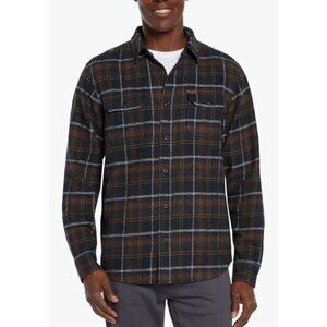 NEW Orvis Men's XL Blue & Brown Plaid Flannel Shirt Button-Up Long Sleeve